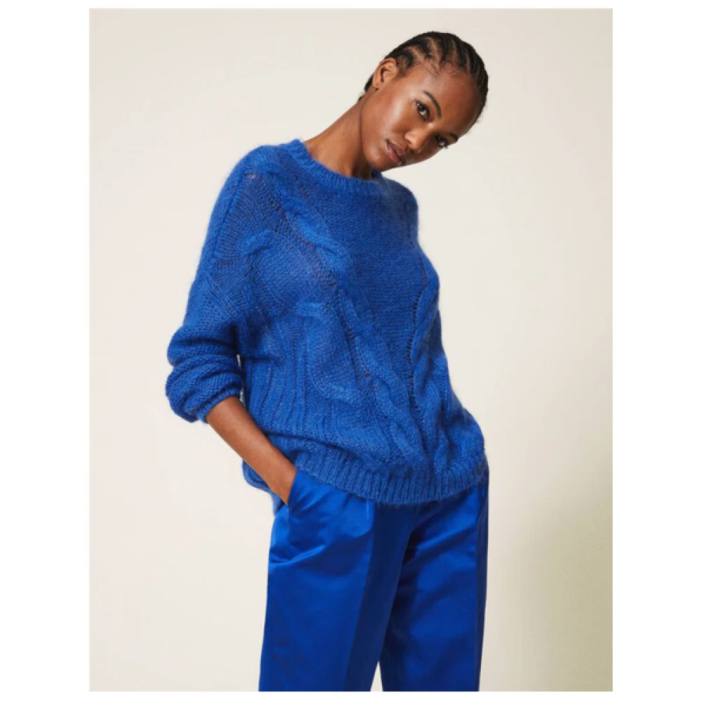 Twinset Donkerblauwe Mohair Trui Blue Dames