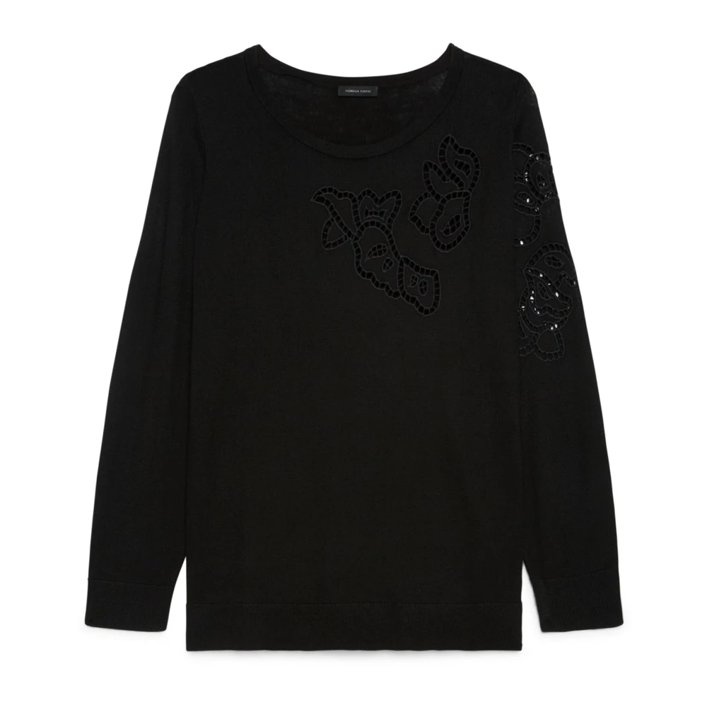 Fiorella Rubino Donna Nero - Maglione Con Motivo Traforato - Knitwear - Xl