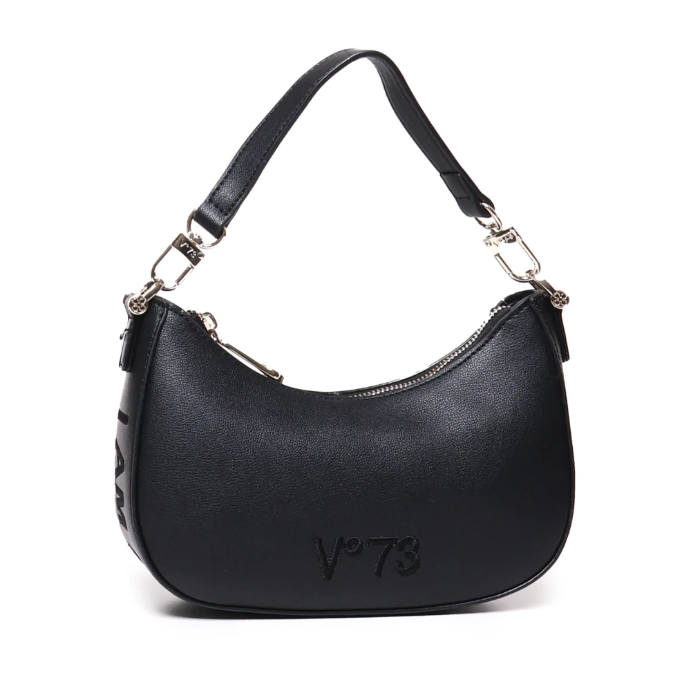 V73 Zwarte Schoudertas met Geborduurd Logo Black Dames