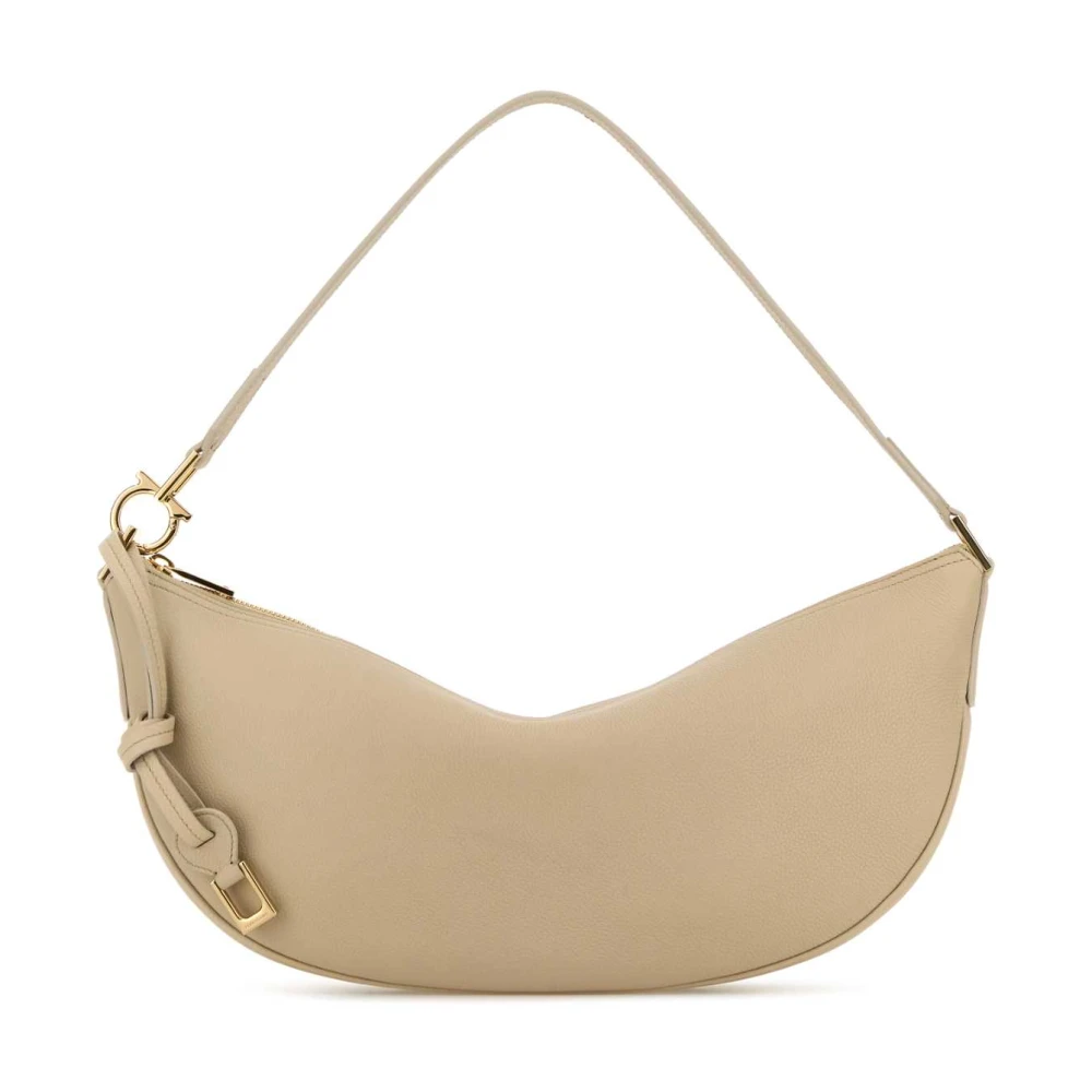 Salvatore Ferragamo Leren Schoudertas Beige Dames