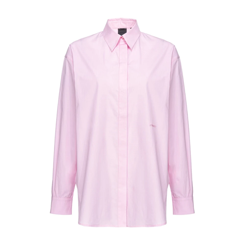 Pinko Geborduurde Poplin Overhemd Bridport Pink Dames