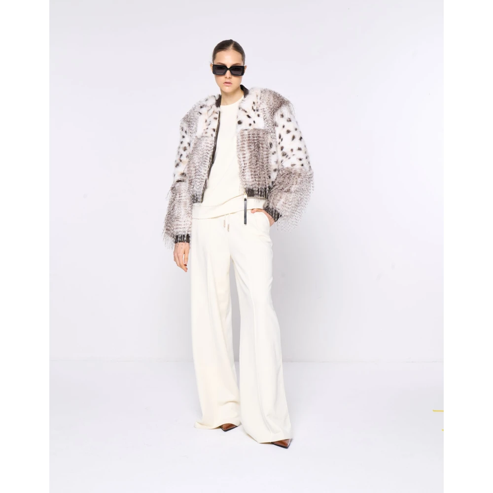 Silvian Heach Faux Fur Crop Gebreide Rand Rits White Dames