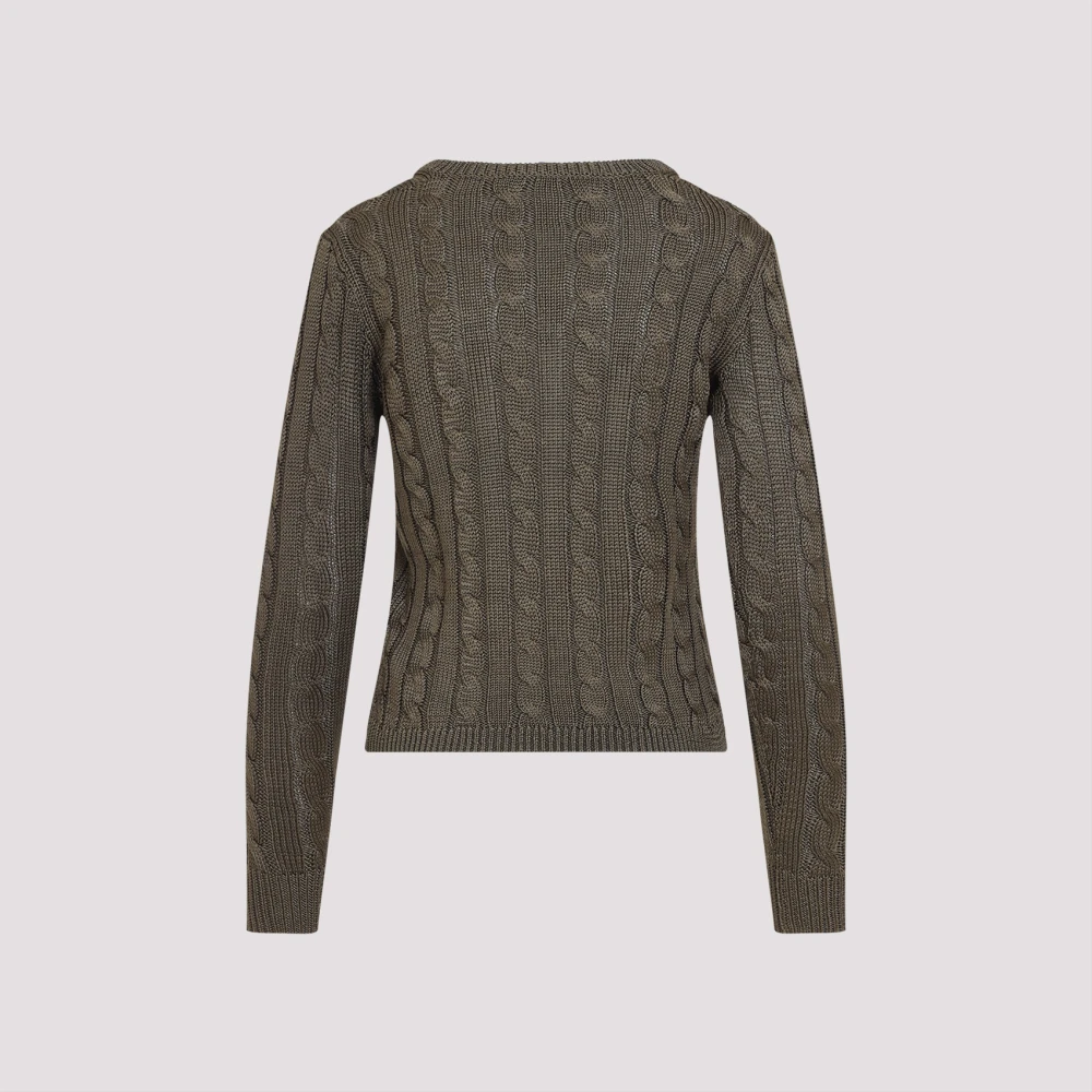Ralph Lauren Kabel Gebreide Pullover met Lange Mouwen Green Dames