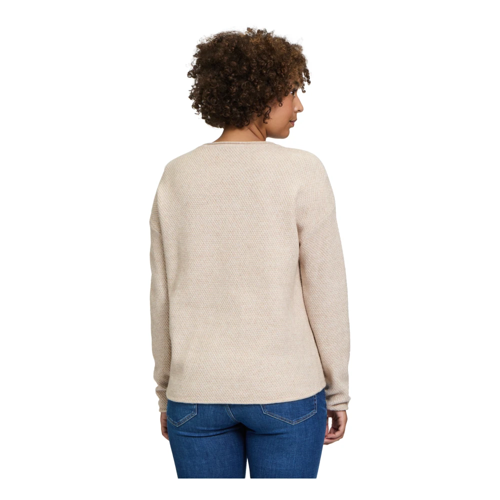 Betty & Co Gebreide trui met ronde hals Beige Dames