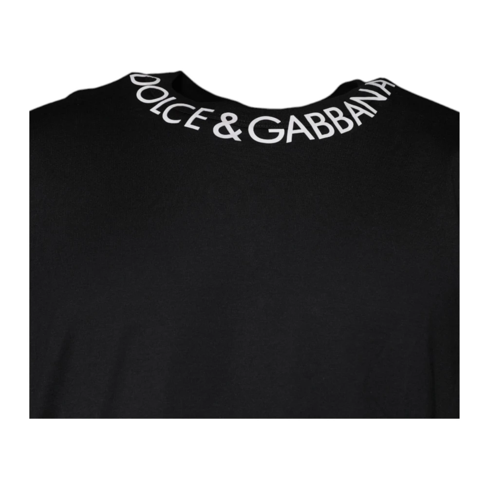 Dolce & Gabbana Zwart Logo Detail Crewneck T-shirt Black Heren