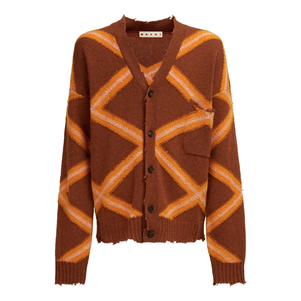 Marni Geometrische Bruine Trui Brown Heren