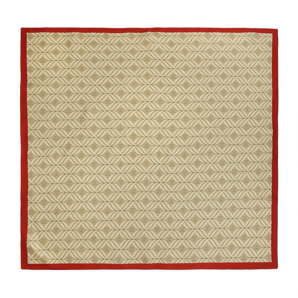 Kazar Zijden beige sjaal met rode accent Beige Dames