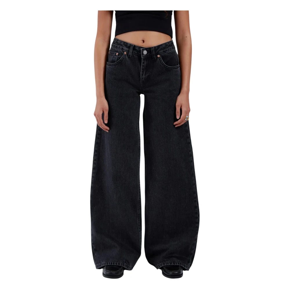 Dr. Denim Women's Black Jeans Lavaggio Gamba Dritta Vita Alta