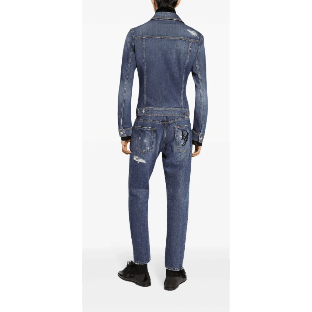 Dolce & Gabbana Blauwe Ripped Denim Jeans Blue Heren
