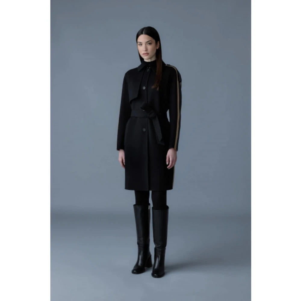 Mackage Aliza Dubbelzijdige wollen gestreepte trenchcoat Black Dames