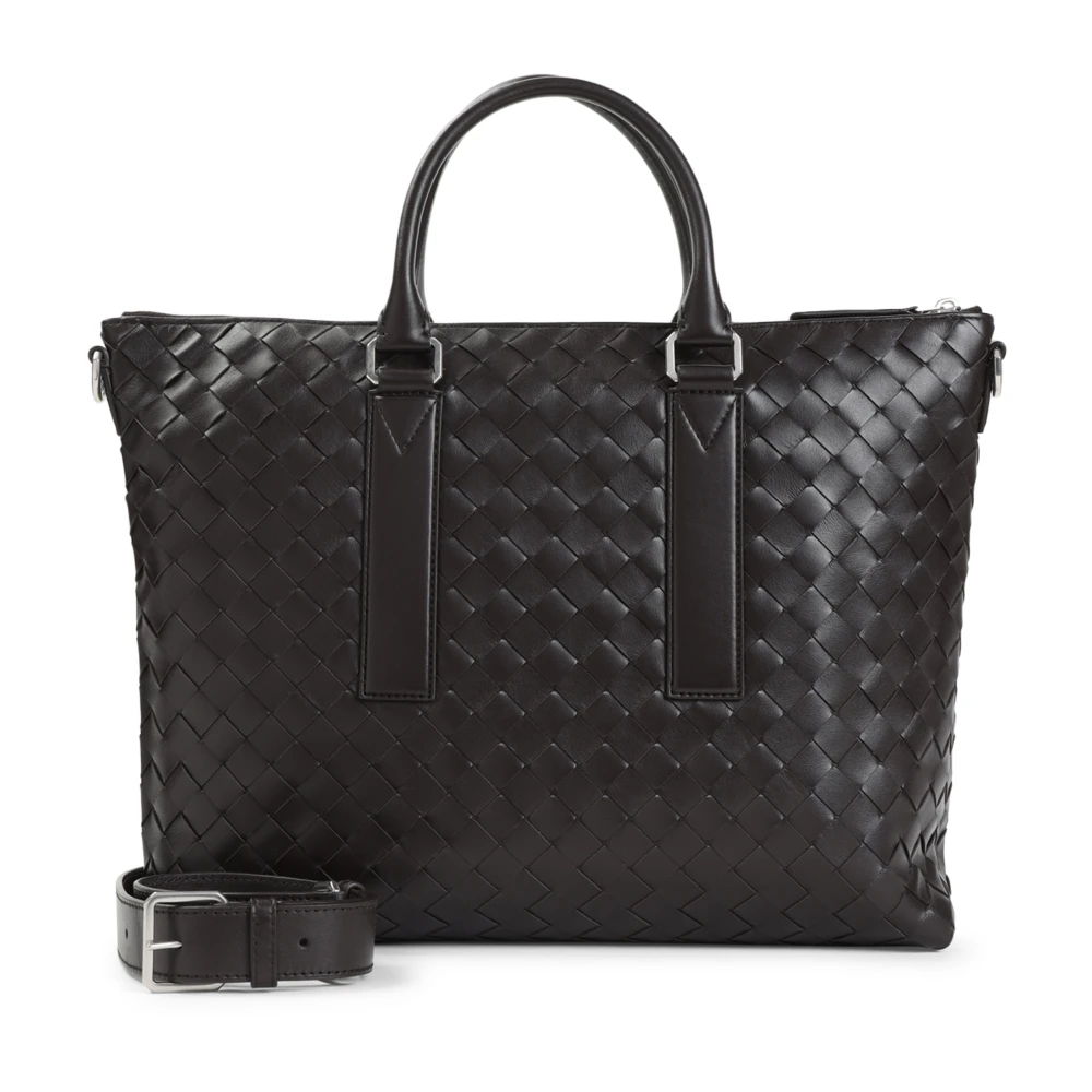 Bottega Veneta Zilveren Soft Briefkoffer Avenue Gray Heren