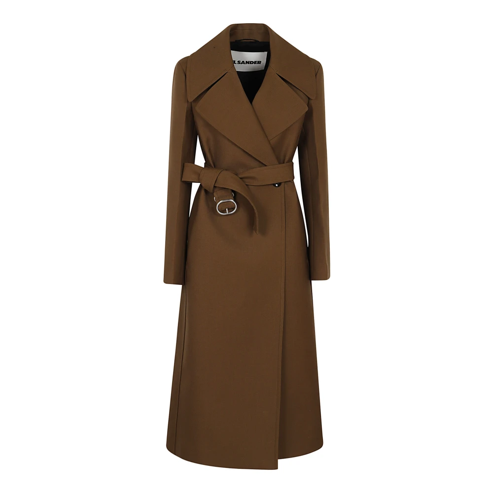 Jil Sander Pure Wol Double-Breasted Jas Brown Dames