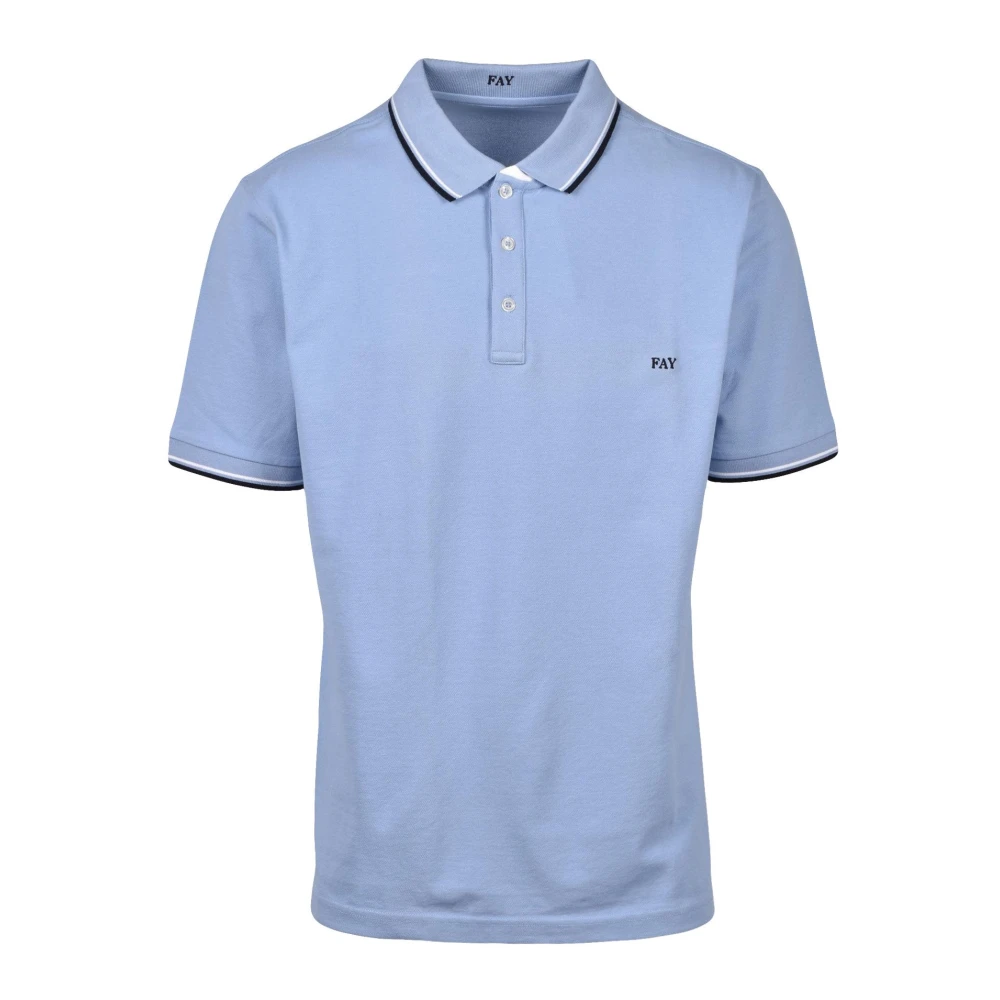 Fay Katoen Elastan Polo Shirt Blue Heren
