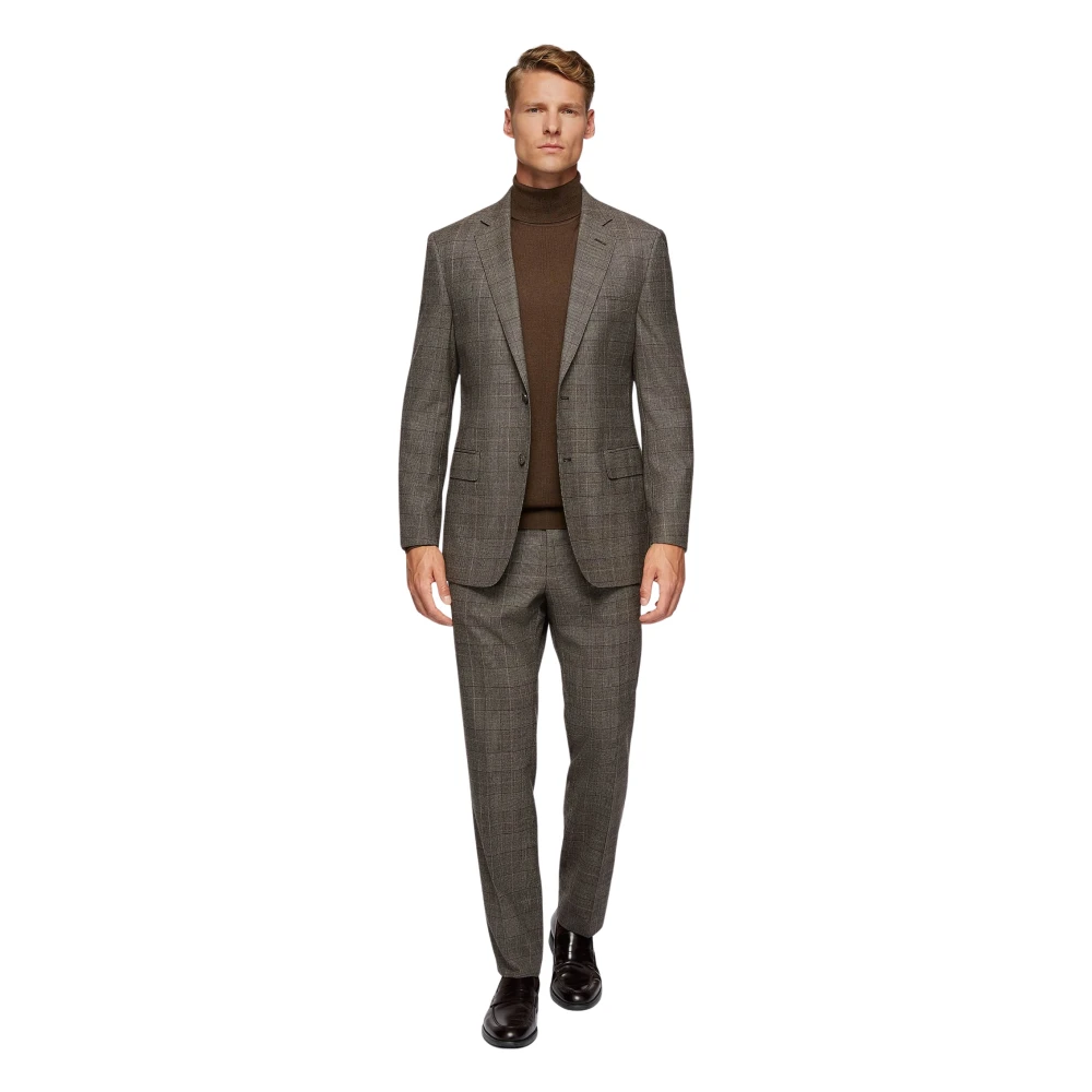 Boggi Milano Prince of Wales wollen blend pak Style Bruxelles Brown Heren