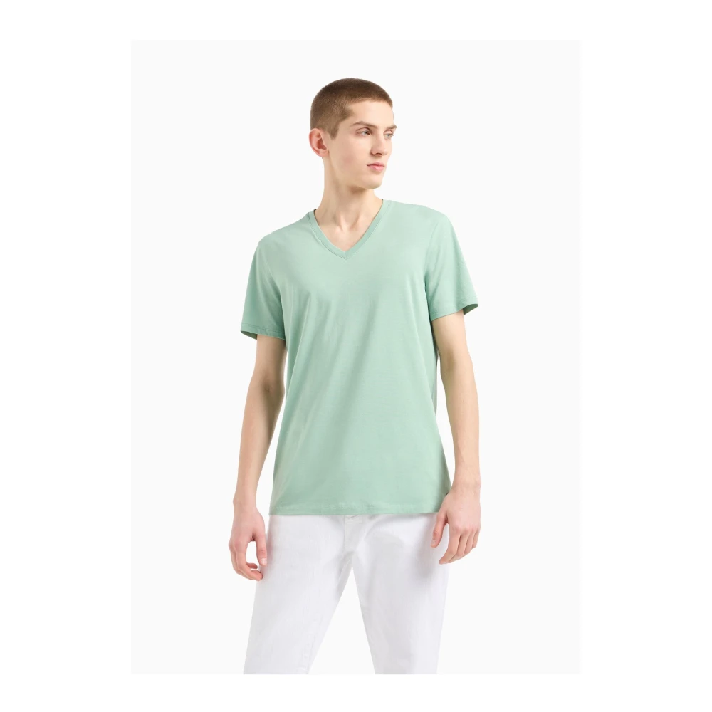 Armani Exchange Pima Katoen V-Hals T-Shirt Groen Green Heren