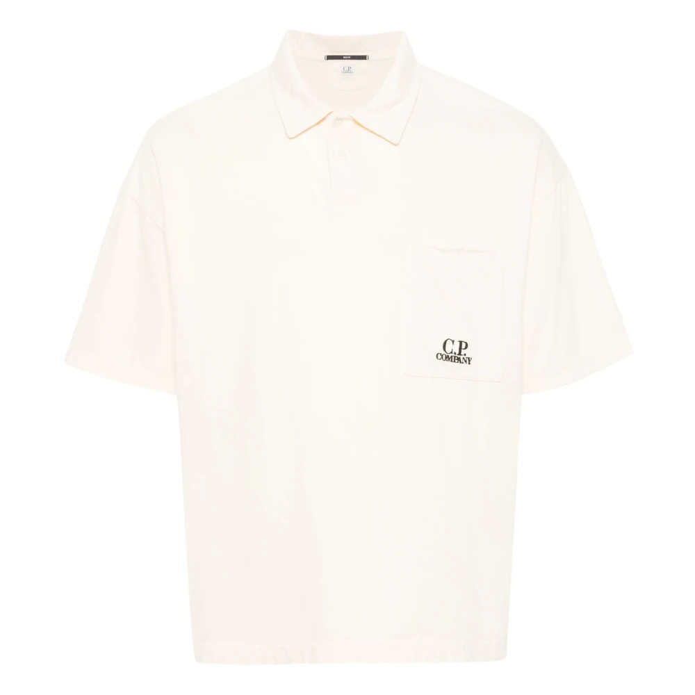 C.P. Company Geborduurd Logo Polo Shirt Beige Heren