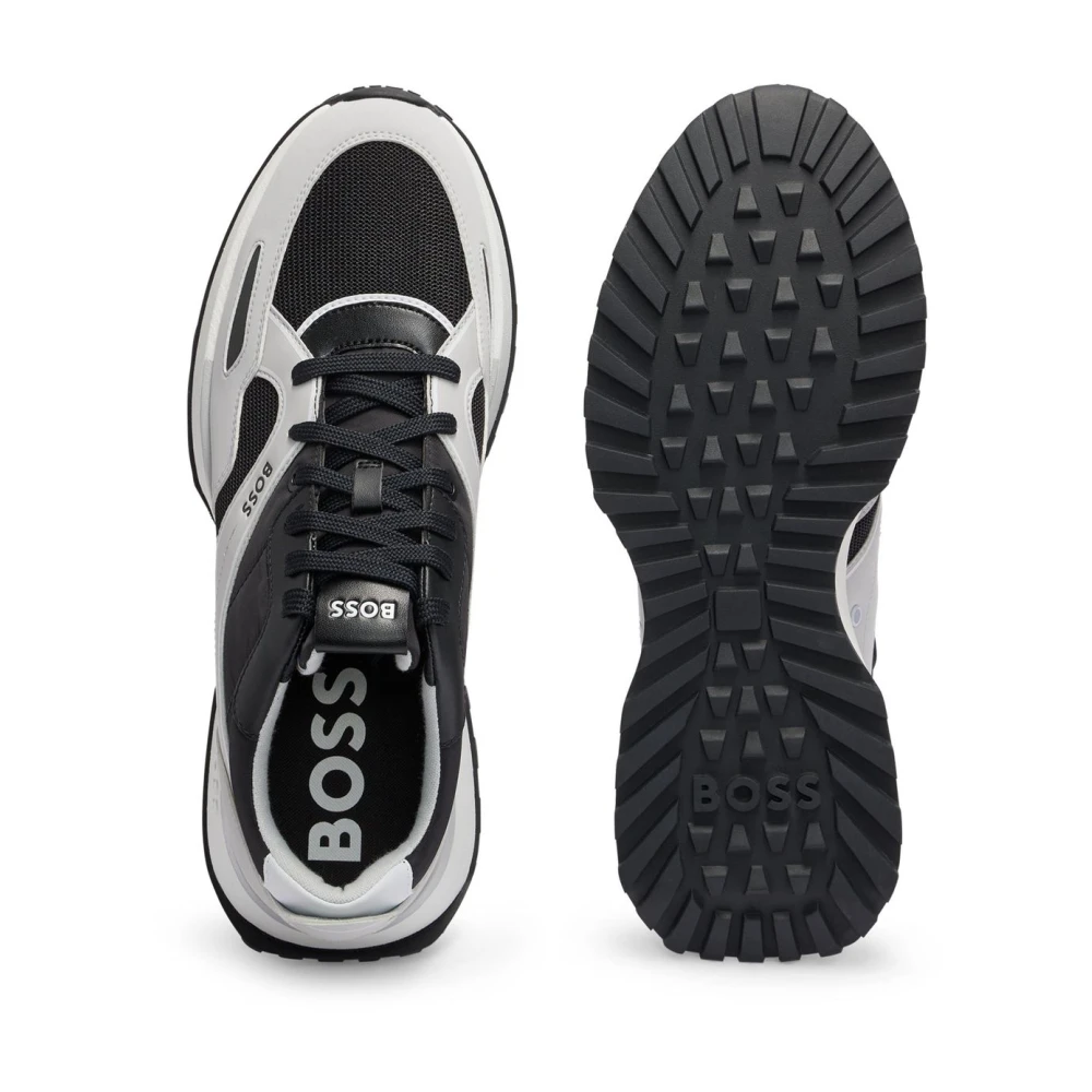 Hugo Boss Retrostijl Sneakers van Gemengde Materialen met Logo Details en Bicolor Zool Gray Heren