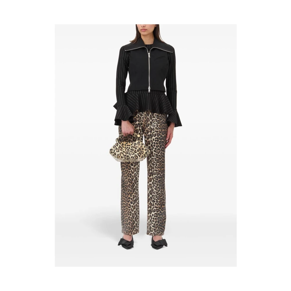 Ganni Luipaardprint Katoenmix Jeans Multicolor Dames
