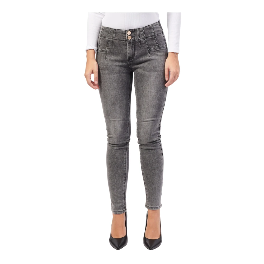 Gaudi Grijze Denim Jeggings Hoge Taille Pasvorm Gray Dames