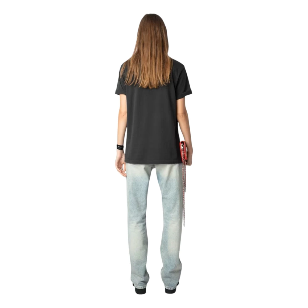 Zadig & Voltaire Rock'n'Roll Print T-shirt met Strass Black Dames