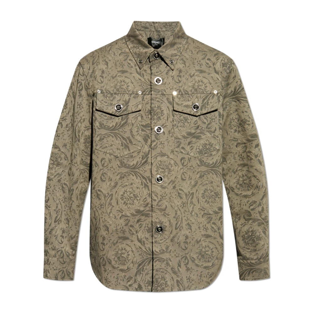 Versace Shirt met Barocco-patroon Gray Heren