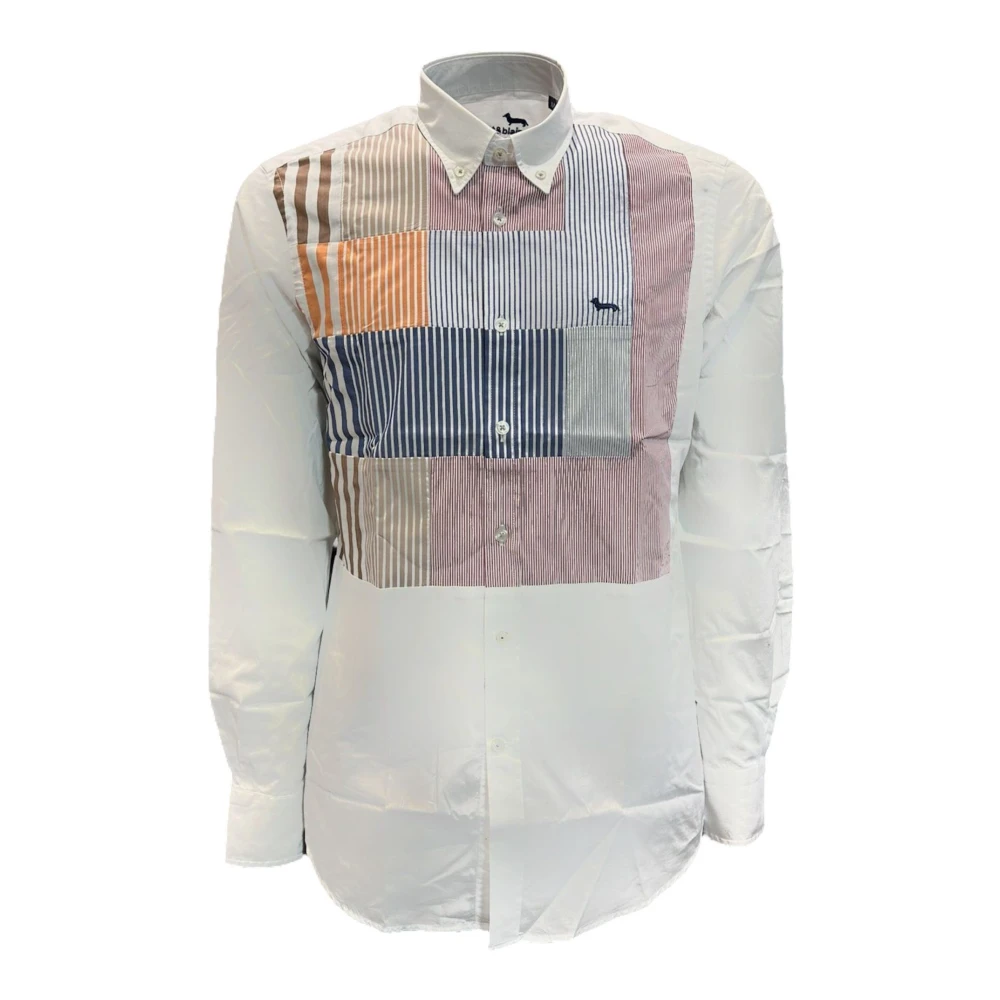 Harmont & Blaine Heren gestreept overhemd met logo op de voorkant XXL White Heren