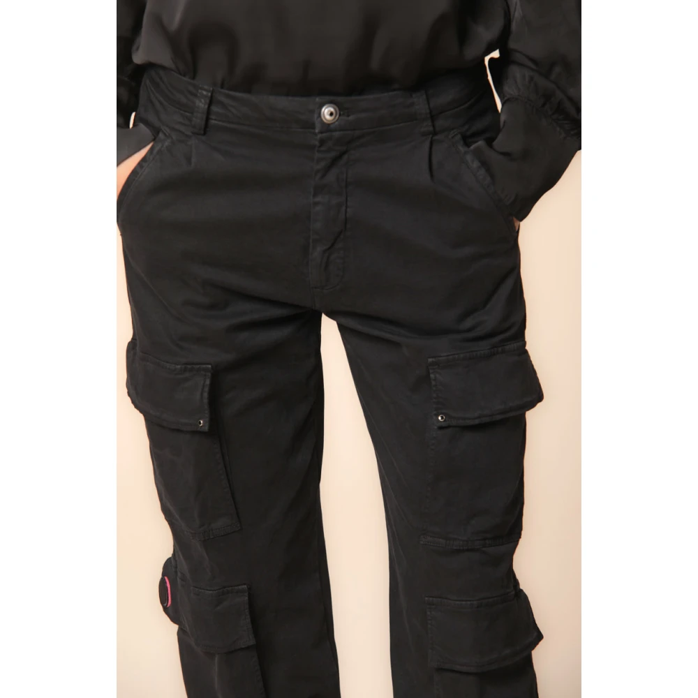 Mason's Curvy Fit Cargo Broek in Gabardine Black Dames