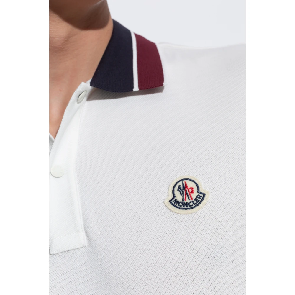 Moncler Katoenen polo met logo White Heren