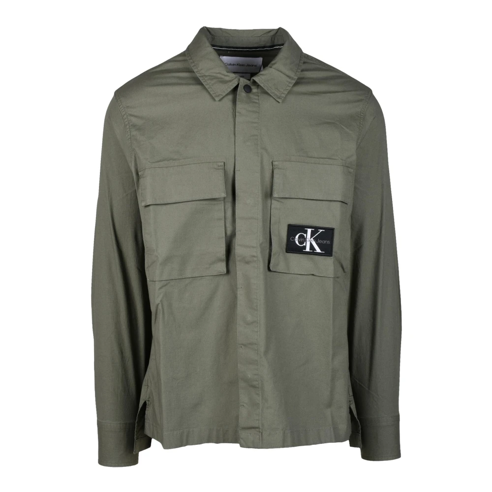 Calvin Klein Jeans Katoen Elastaan Shirt Green Heren