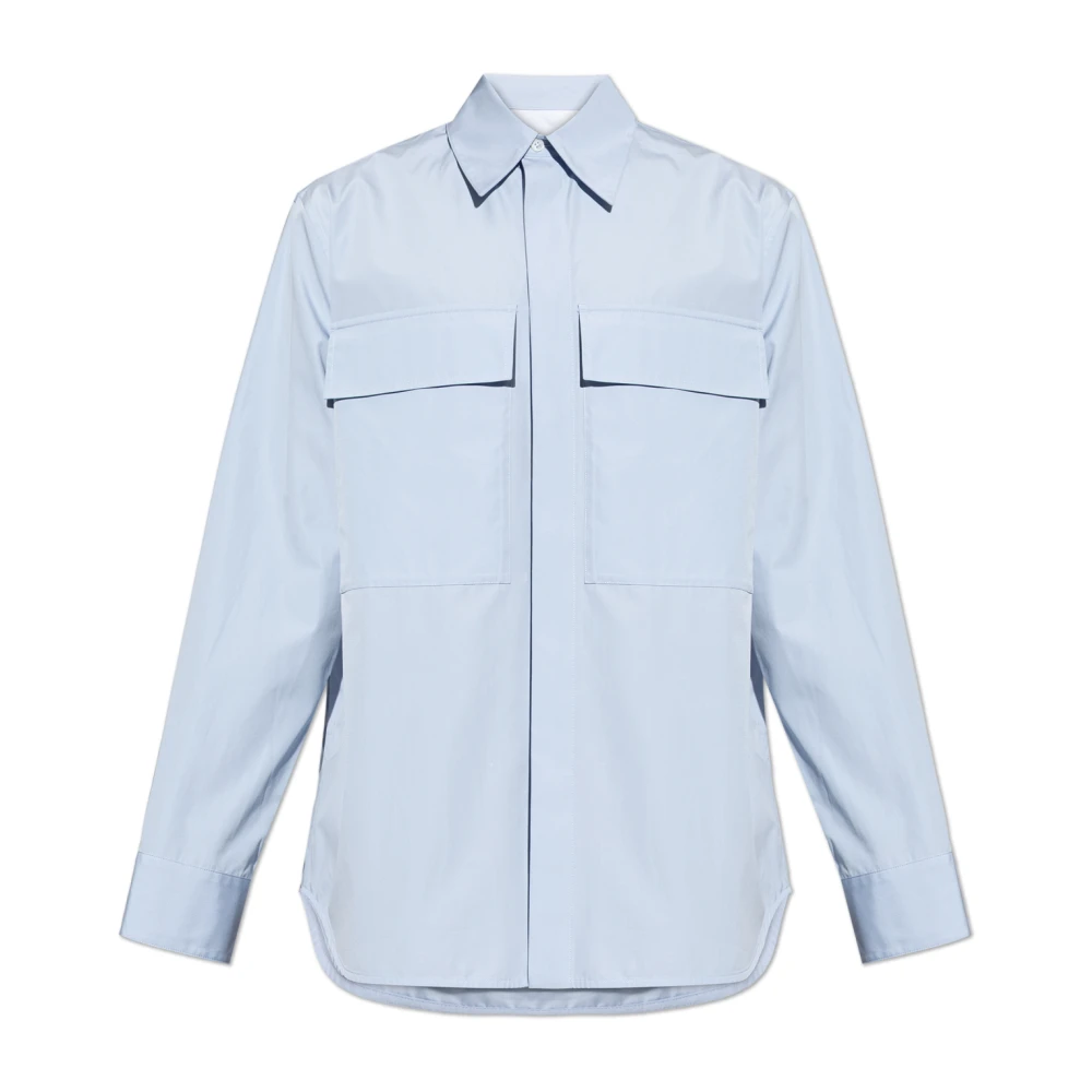 Jil Sander Mannelijk Blauw Overhemden Heren, L, Katoen, Katoenen Overhemd