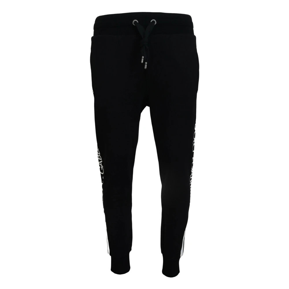 Dolce & Gabbana Zwarte katoenen sportieve sweatpants voor heren Black Heren