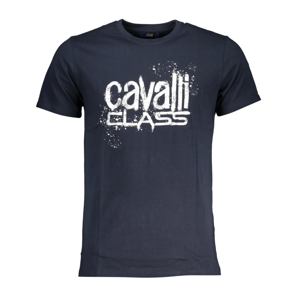 Cavalli Class Blauw T-shirt met korte mouwen en logo Blue Heren