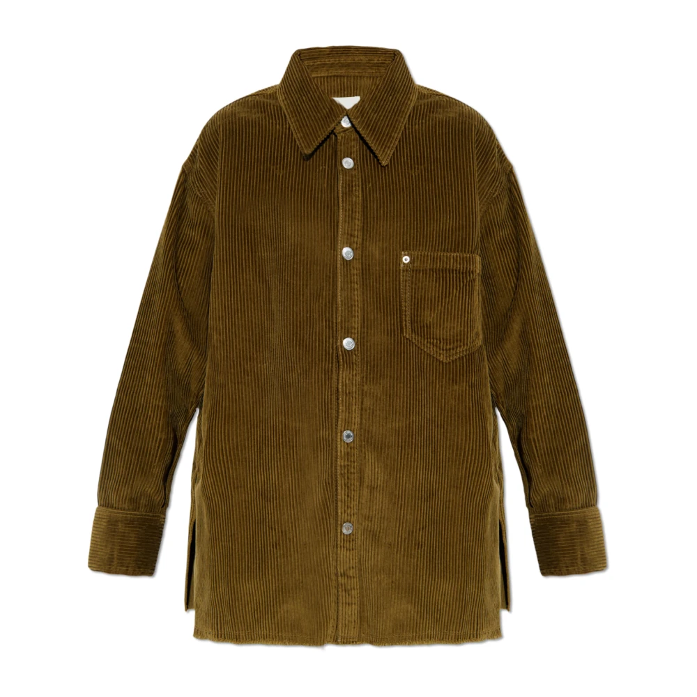 Ami Paris Men's Green Casual Shirts, M, Corduroy Shirt