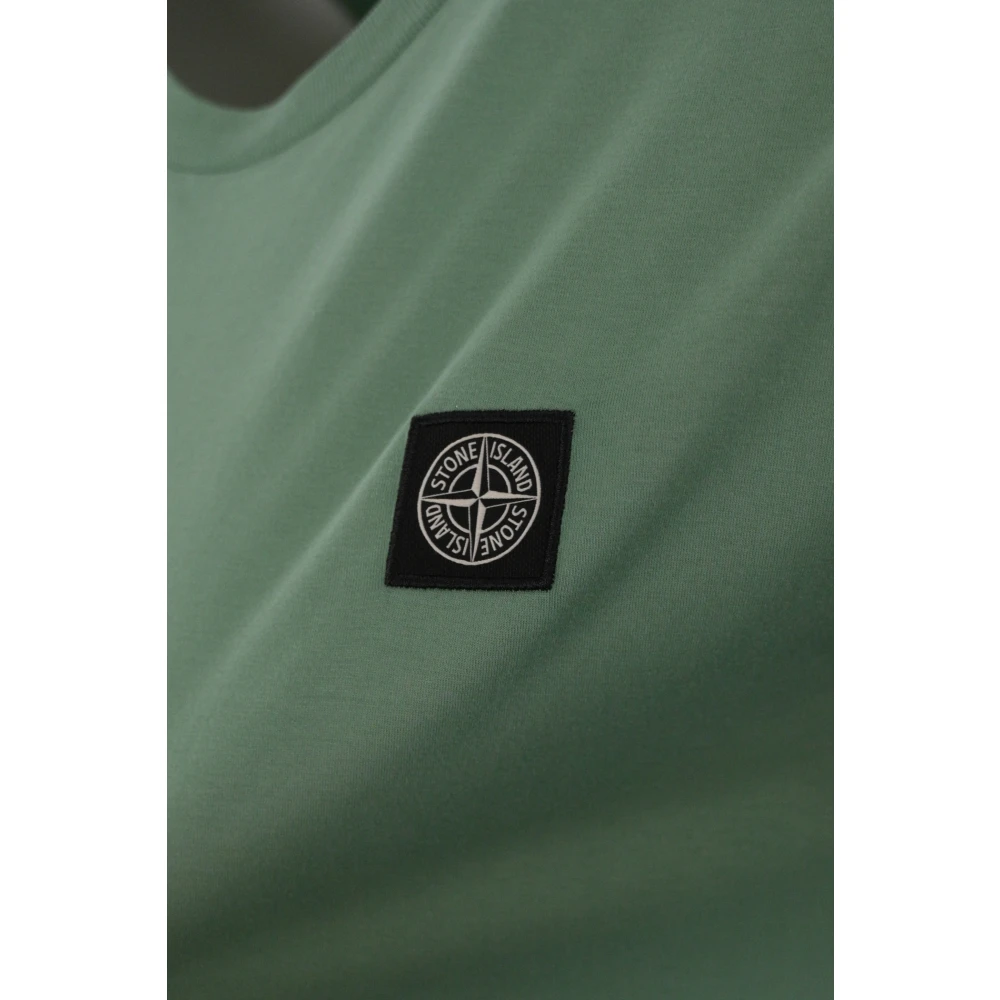 Stone Island Groene katoenen T-shirt met logopatch Green Heren