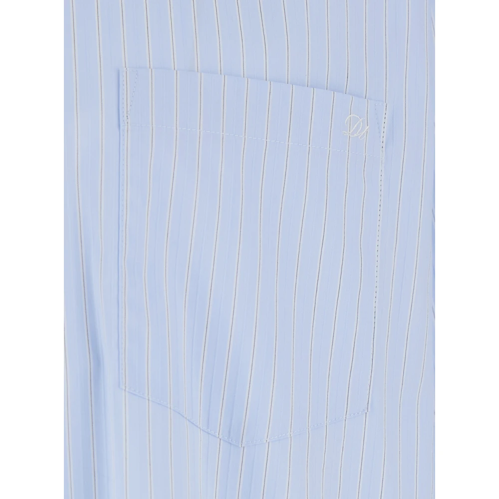 Dunst Blauw Gestreept Overhemd met Geborduurd Logo Blue Heren