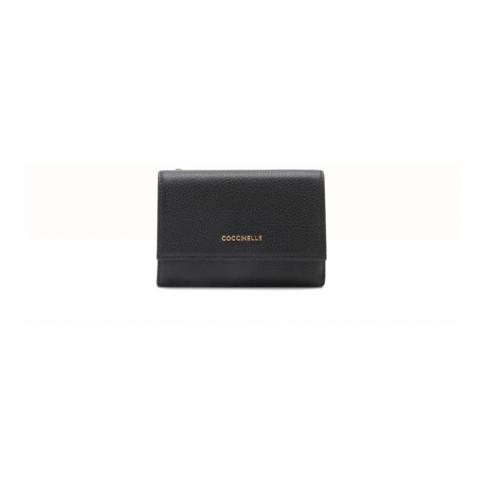 Coccinelle Women's Black Wallets & Cardholders, One Size, Metallic Soft Flap Wallet