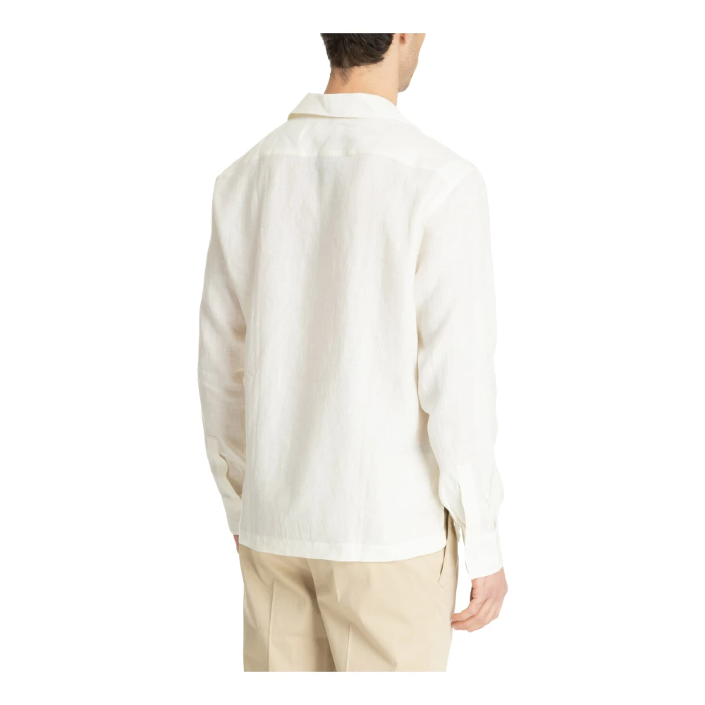 Lardini Effen korte mouwen overhemd met knoopsluiting en zak White Heren