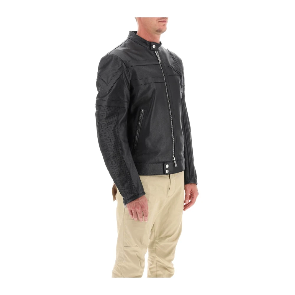 Dsquared2 Leather Jackets Black Heren