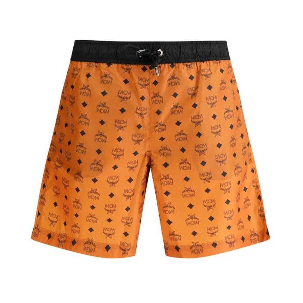 MCM Logo Print Zwemshorts Stijlvol Elastische Tailleband Multicolor Heren