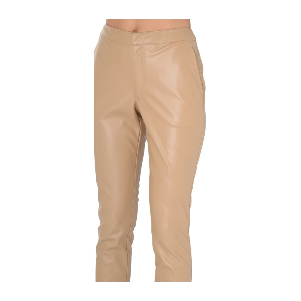 Twinset Hoge taille Skinny Broek van veganistisch leer Beige Dames