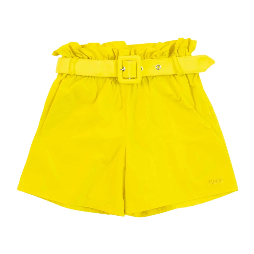 Msgm Girls Yellow Shorts, 14 Y, Tessuto Shorts