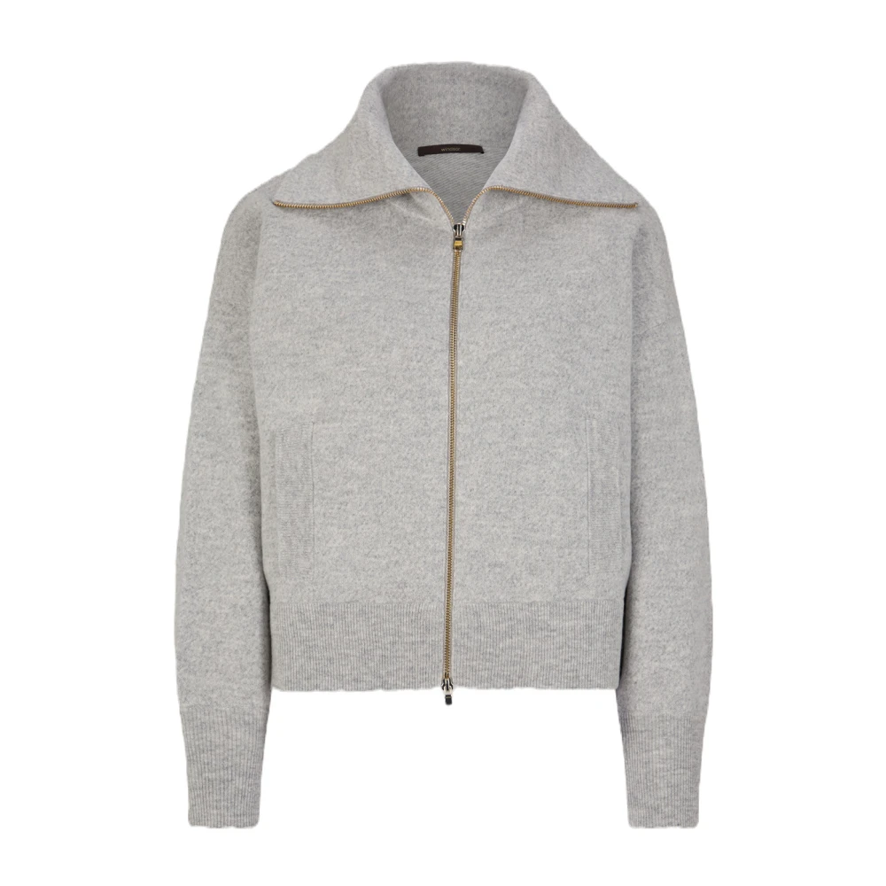 Windsor Grijze Cashmere Cardigan met Rits Gray Dames