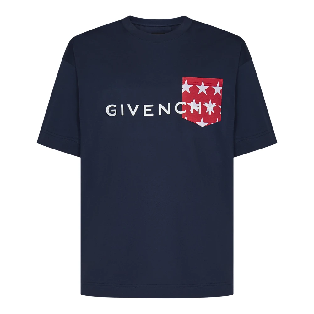 Givenchy T-shirt met logo-opdruk en ronde hals Blue Heren