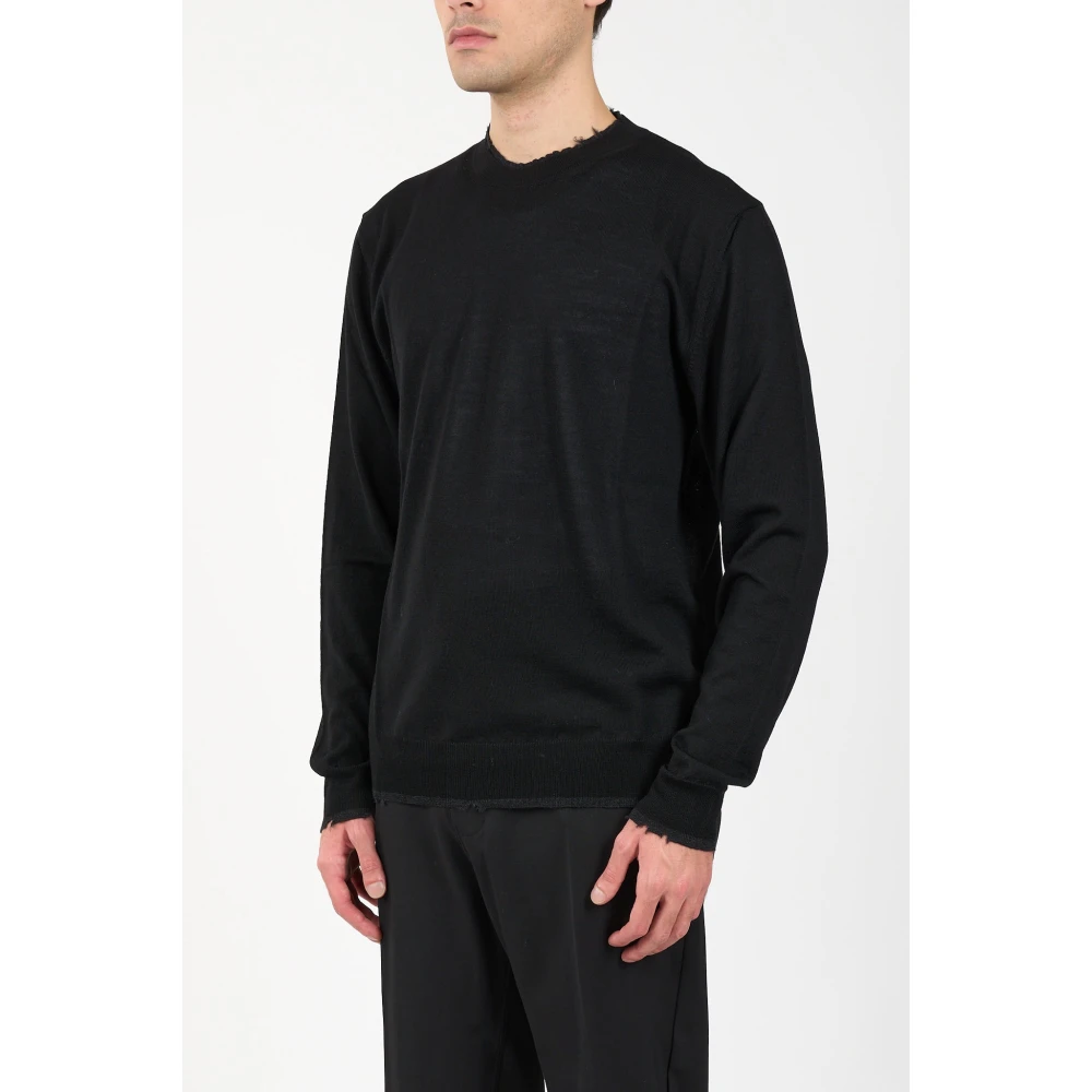 Mauro Grifoni Wollen trui met geribbelde details Black Heren