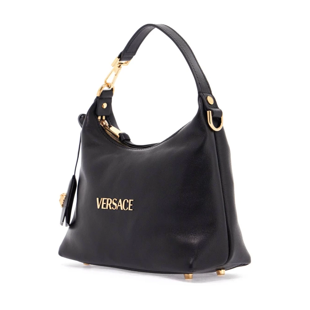 Versace Nappa Leren Hobo Tas Black Dames