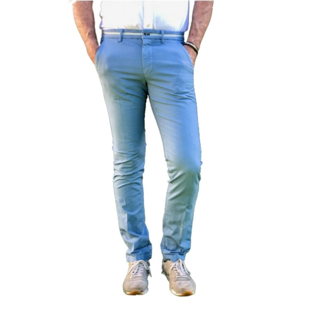 Mason's Slim Fit Katoenen Broek met Satijnen Tailleband Blue Heren