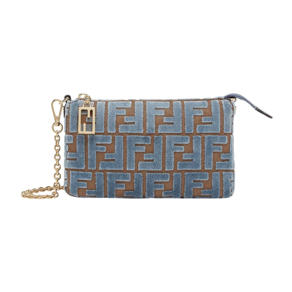 Fendi Blauwe Schoudertas met FF Motief Blue Dames