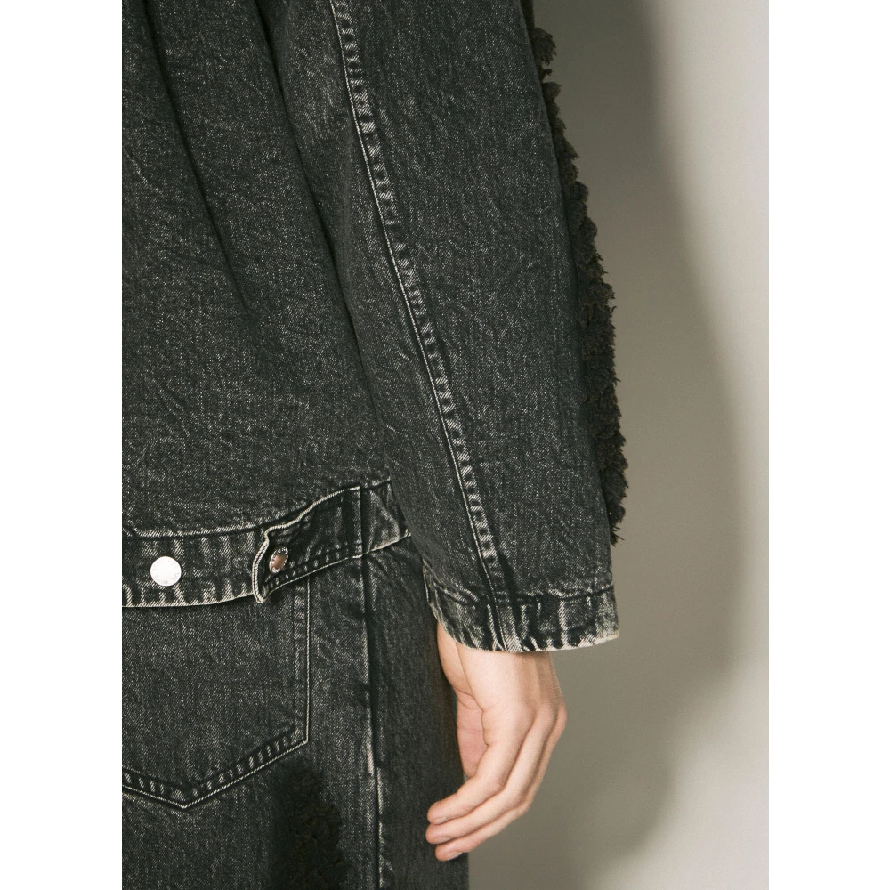 Song for the Mute Denim Zip-Up Jack met Terry Panelen Black Heren