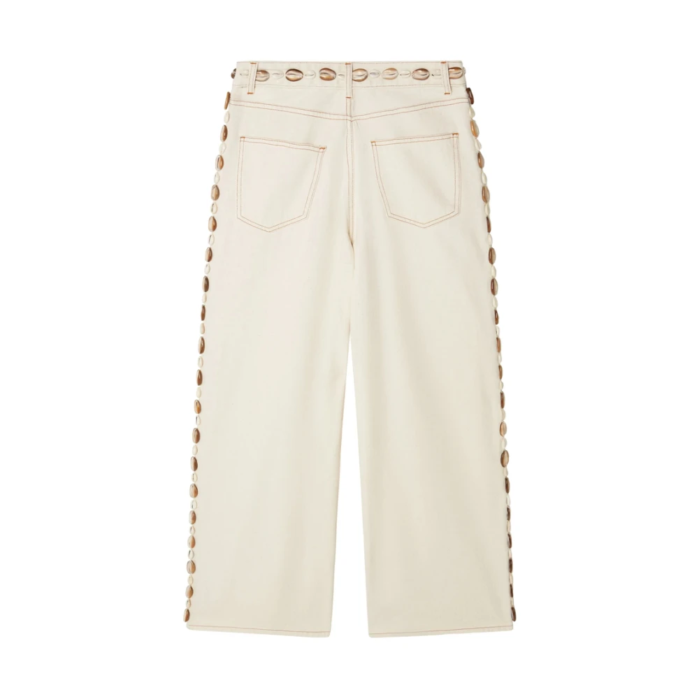 Alanui Witte Jeans met Zakken en Knopen Beige Dames
