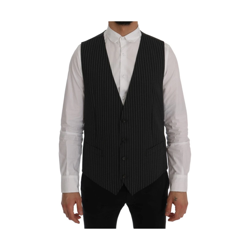 Dolce & Gabbana Men's Gray Elegant Striped Vest - Waistcoats - Xl - Suits